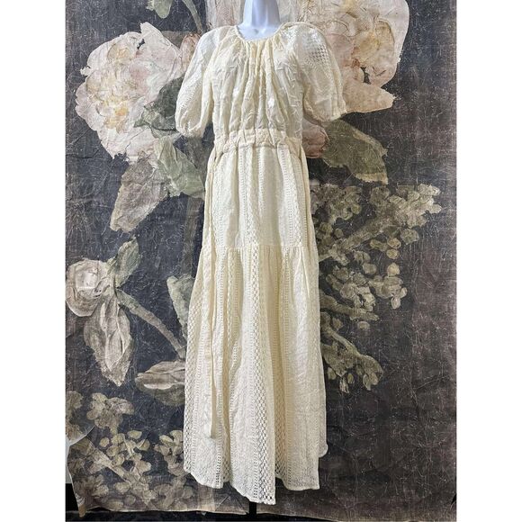 New Anthropologie Verb By Pallavi singhee Agneza Lace Maxi Dress sz 4 - Picture 7 of 9